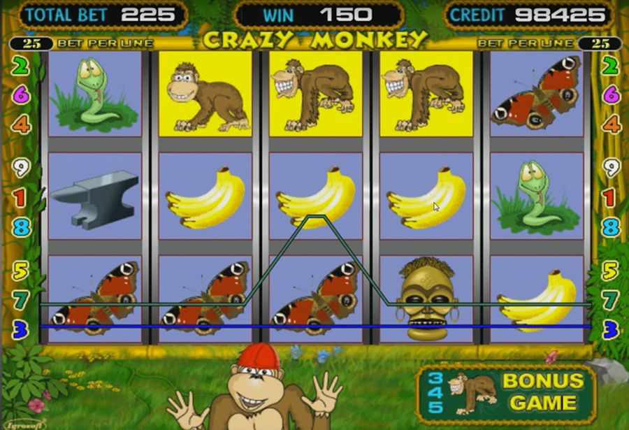 Игровой автомат Crazy Monkey Обезьянки играть бесплатно.